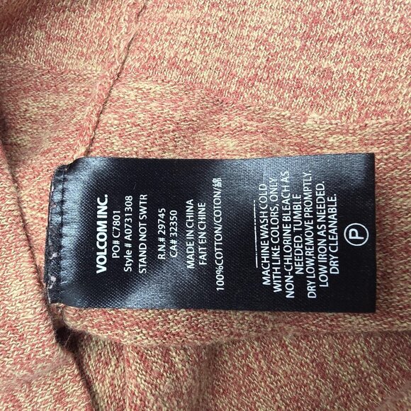 Volcom Sweater Mens Medium Orange Stand Not Swtr Pullover Pocket Crewneck Casual - Picture 7 of 10